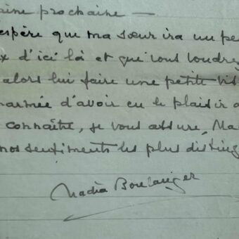 Nadia Boulanger espère une amélioration de la santé de sa sœur Lili