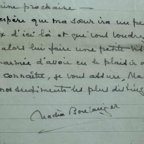 Nadia Boulanger espère une amélioration de la santé de sa sœur Lili