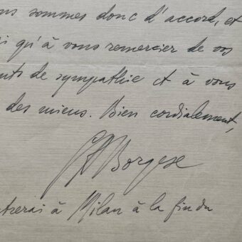Lettre de Giuseppe Antoinio Borgese au sujet de son roman Rubé et de sa traduction française