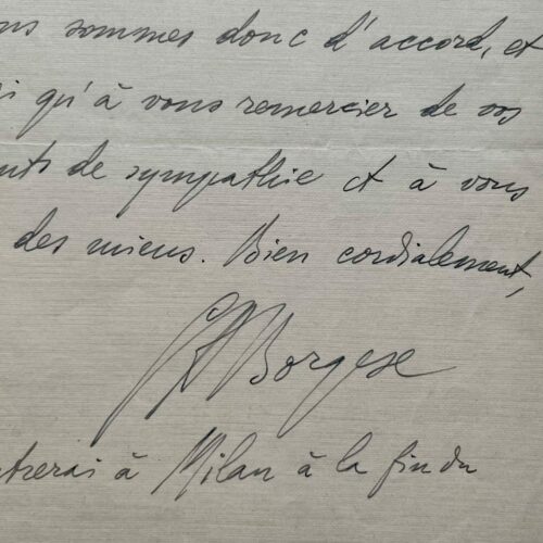 Lettre de Giuseppe Antoinio Borgese au sujet de son roman Rubé et de sa traduction française