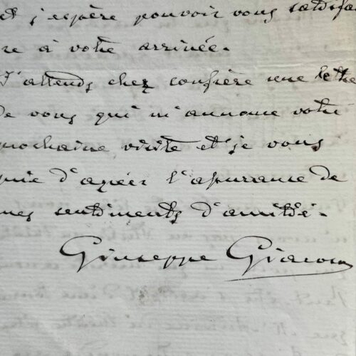 Lettre du librettiste et dramaturge italien Giuseppe Giacosa