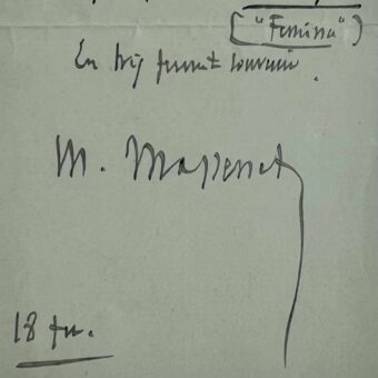 Jules Massenet envoie une souscription pour le magazine "Fémina"