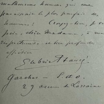 Les condoléances de Gabriel Fauré à la cantatrice Marie Trélat pour "le plus parfait des hommes"