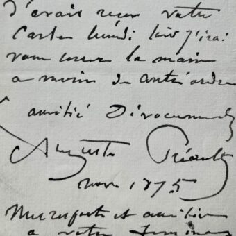 Deux billets du sculpteur Auguste Préault à son ami Philippe Gille