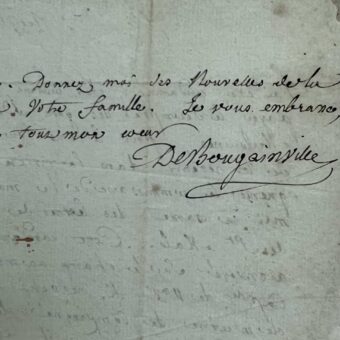 Rare lettre de Louis-Antoine de Bougainville sur l'expédition des Malouines (Falkland)