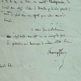 Deux billets de Champfleury : il fixe des rendez-vous et se rend au Comité Shakespearien