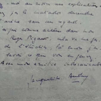 Belle et rare lettre de la cinéaste Jacqueline Audry à Jean-Paul Sartre, au sujet de l'adaptation de Huis Clos