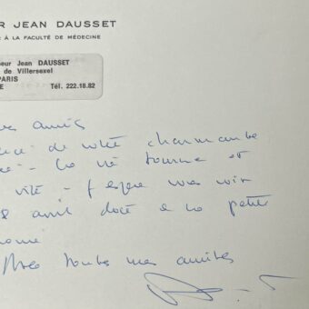 Invitation à "la petite cérémonie" du prix Nobel de médecine Jean Dausset