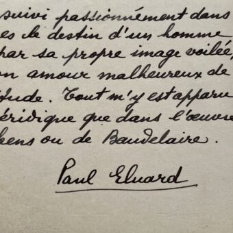 Paul Eluard compare la sincérité d'écriture de Luc Dietrich à Dickens et Baudelaire