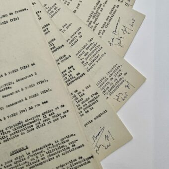 Contrat de création de « Littérature et philosophie » signé par Jean-Paul Sartre, Simone de Beauvoir, Merleau-Ponty, Jacques-Laurent Bost et Jean Cau.