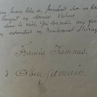Albert Samain recopie un poème de Francis Jammes, qui lui est dédié : "Silence"