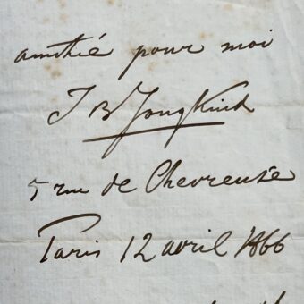 Jongkind ne peut se rendre au mariage de son ami le peintre Amand Gautier