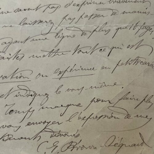 Brown-Séquard donne des ordres précis quant à l'impression de manuscrits de physiologie