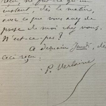 Verlaine supplie Léon Vanier de lui rendre visite "avec ce que vous avez de prose de moi"