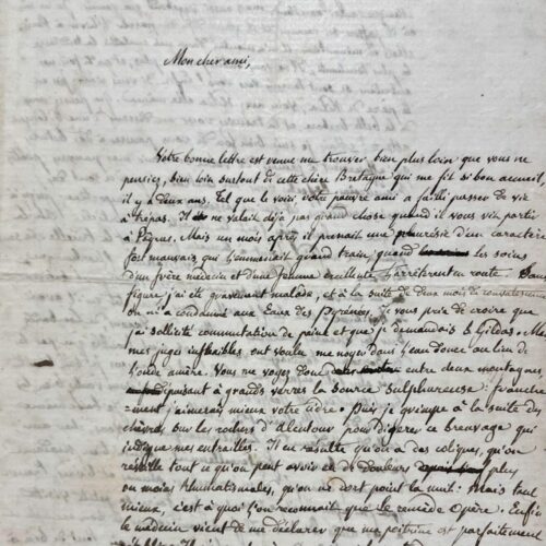 Belle et rare lettre de Frédéric Ozanam, fondateur de la Société Saint-Vincent de Paul, en convalescence aux Eaux-Bonnes