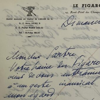 Lettre d'André Billy à Sartre : "Votre haine du Figaro vient de vous entraîner à un geste inamical à mon égard"