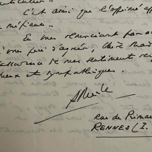 Robert Merle s'adresse à Simone de Beauvoir et Sartre au sujet des droits d'auteur accordés par Gallimard