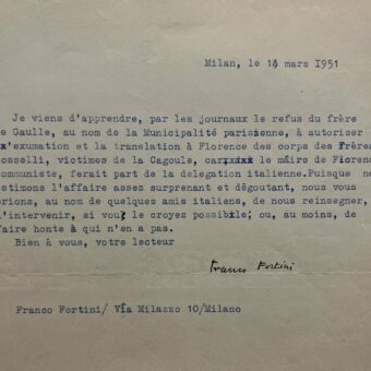 Franco Fortini demande à Sartre de "faire honte à ceux qui n'en ont pas" suite au refus de translation du corps des frères Rosselli