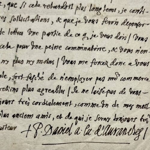 Pierre Daniel Huet, académicien et ancien évêque d'Avranches, met les choses au point avec son libraire