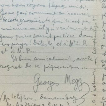 Lettre d'Aragon signée de son pseudonyme utilisé durant la clandestinité "Georges Meyzargues"
