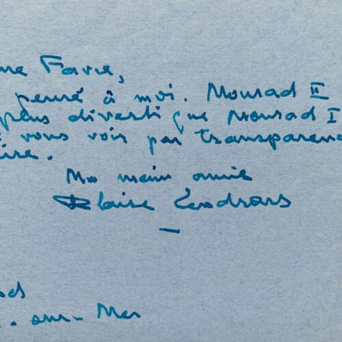 Blaise Cendrars se divertie en lisant Mourad de Lucienne Favre