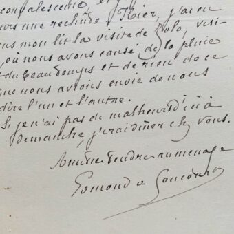 Edmond de Goncourt, malade, reçoit la visite de Zola