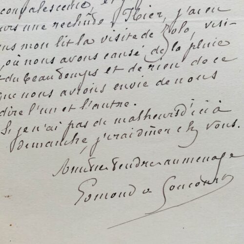 Edmond de Goncourt, malade, reçoit la visite de Zola