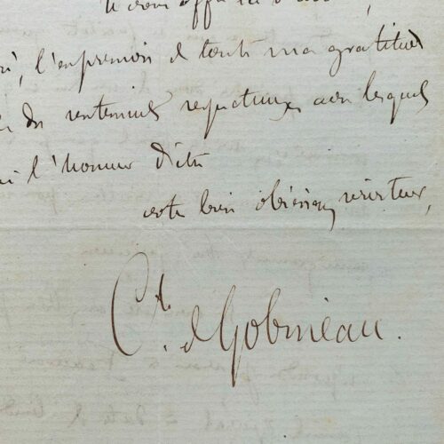 Arthur de Gobineau fait des recherches historiques sur le manoir de Gournay-en-Bray
