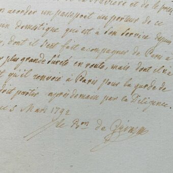 Friedrich Melchior Grimm envoie son domestique de surveiller sa maison à Paris durant la Révolution