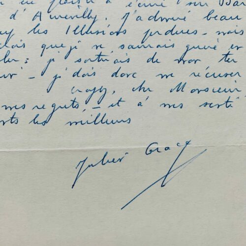 Julien Gracq dit son admiration pour Barbey d'Aurevilly et Les Illusions perdues