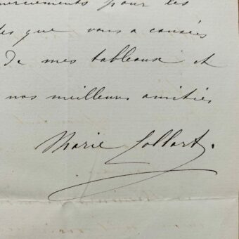 Lettre de la peintre belge Marie Collart au collectionneur et marchand Ernest Gambart