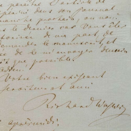 Richard Wagner contrôle la publication d'un article qui lui est consacré
