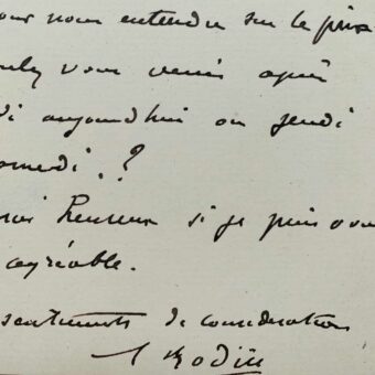 Auguste Rodin propose un rendez-vous pour s'entendre sur le prix d'un buste en bronze
